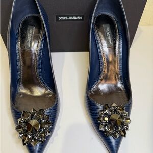 Dolce & Gabbana Blue Crystal Embellished Heels